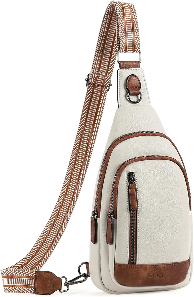 CLUCI Leather Crossbody Bag – Unisex Sling Backpack for Women & Men