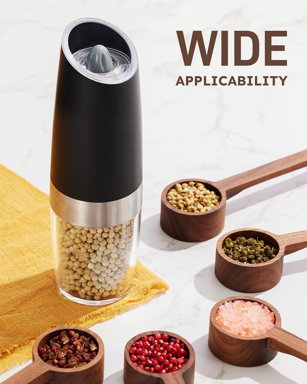 Electric Salt & Pepper Grinder Set – Gravity Automatic Mill with LED Light