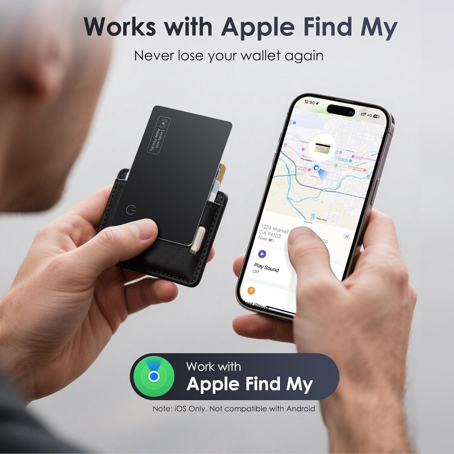 Slim Wallet Tracker Card – Apple Find My Compatible Bluetooth Item Locator