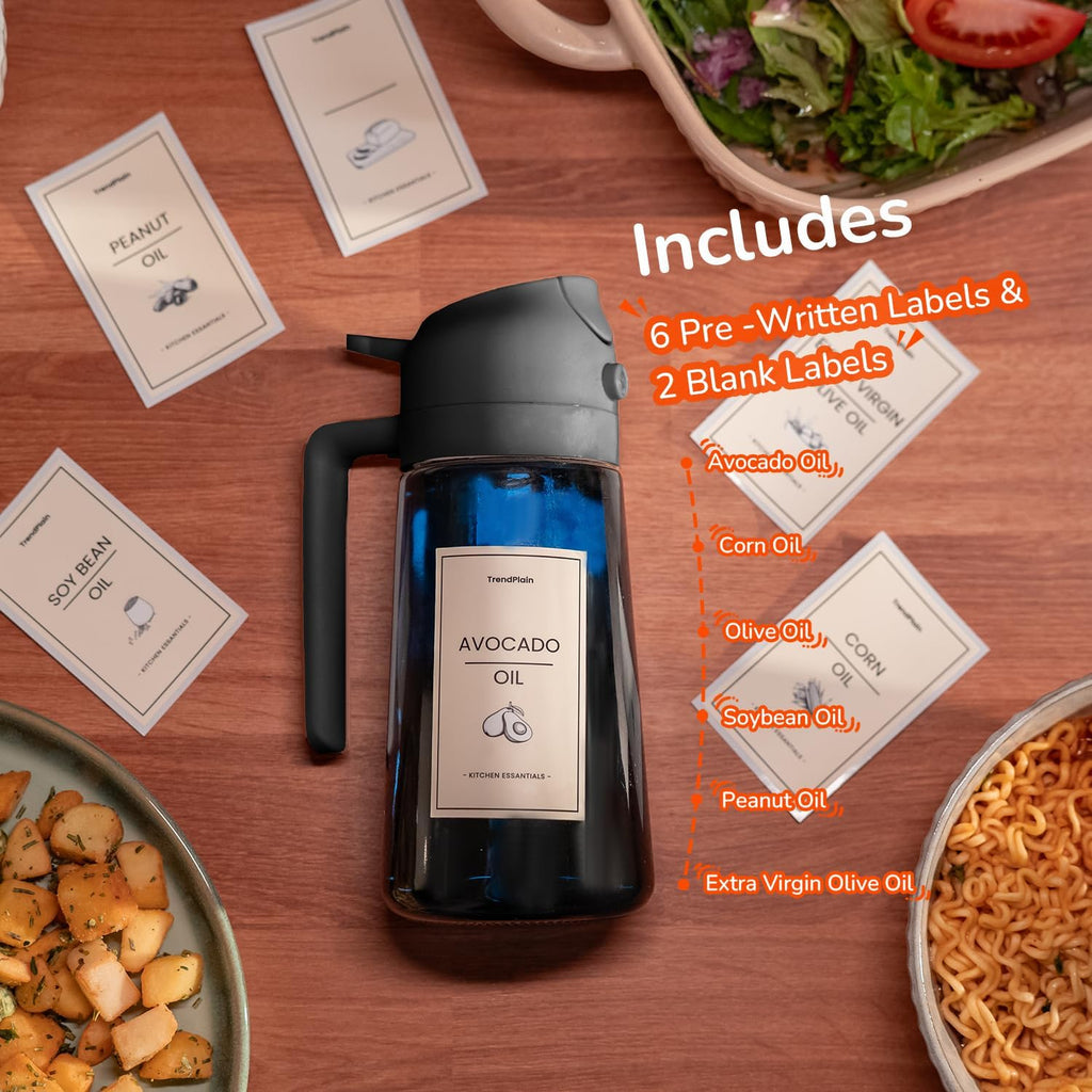 Olive Oil Sprayer 16oz – Blue Glass Cooking Oil Dispenser for Kitchen