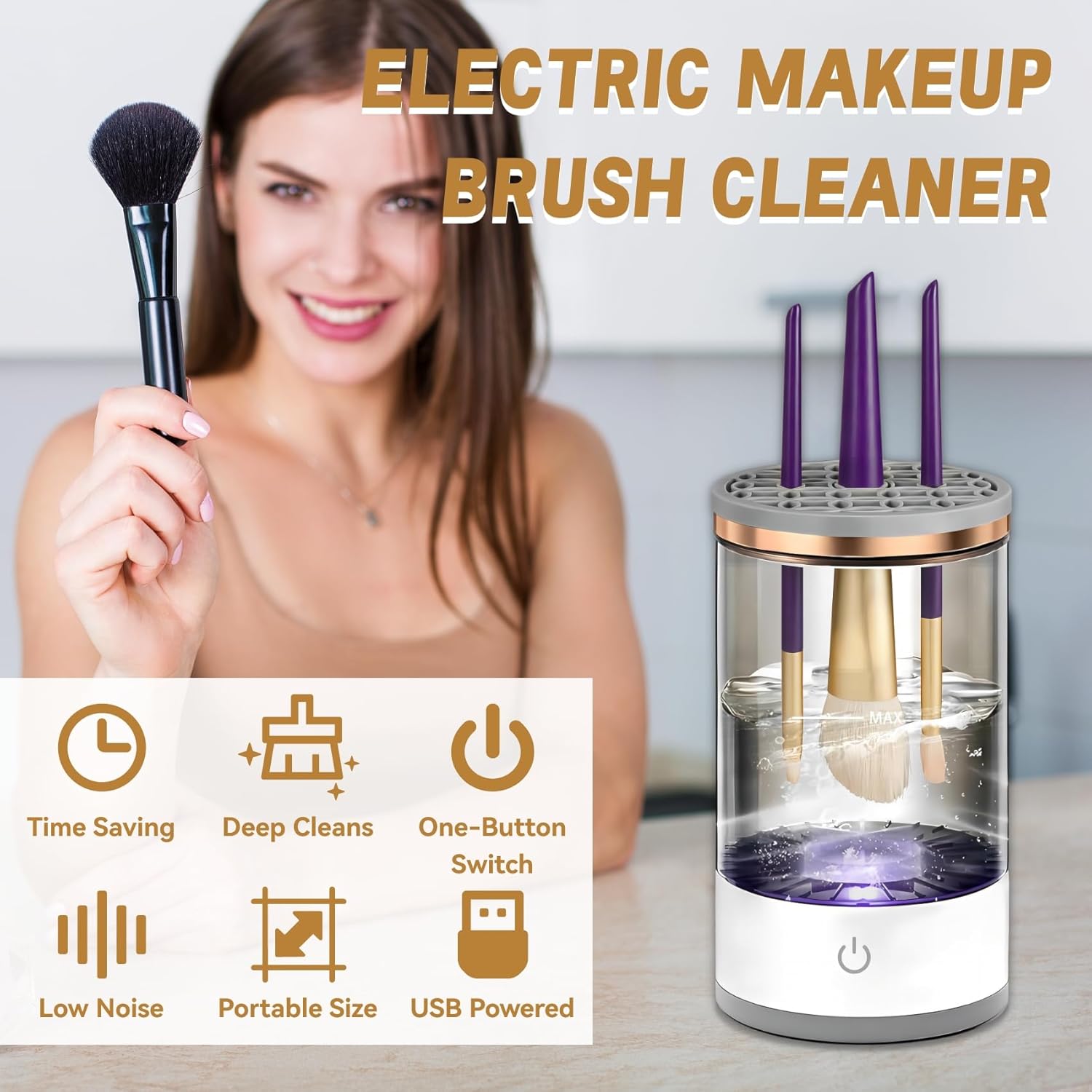 Electric Makeup Brush Cleaner – Automatic Portable Brush Cleaning Machine for Quick Drying