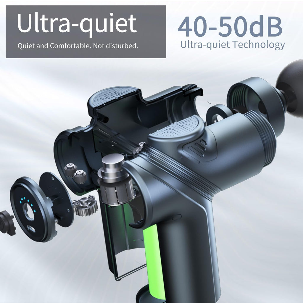 Massage Gun Deep Tissue – Portable Quiet Muscle Massager with 4 Heads