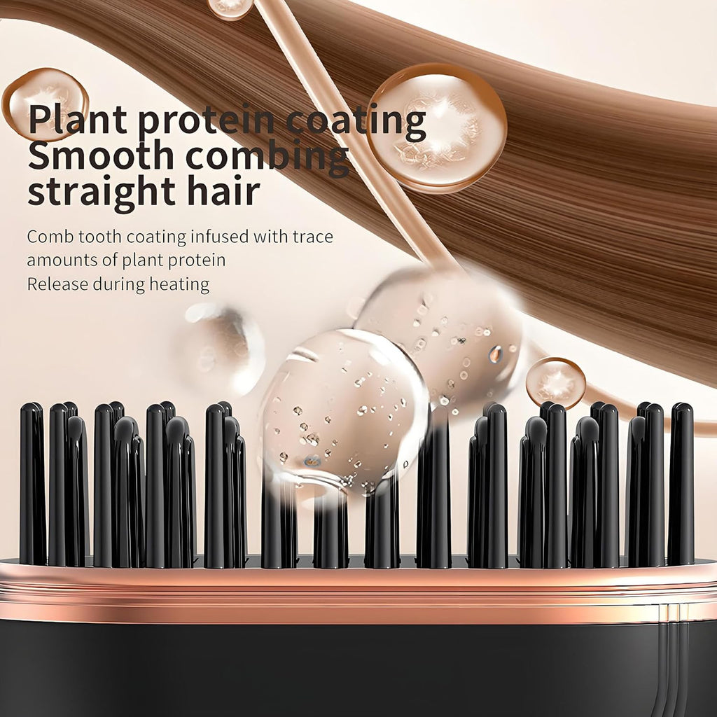 Mini Wireless Hair Straightener Brush – Rechargeable Portable Hair Straightener with 3 Heat Settings for Travel