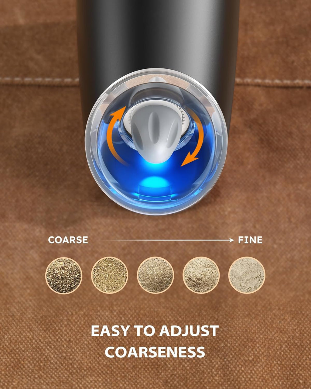 Electric Salt & Pepper Grinder Set – Gravity Automatic Mill with LED Light