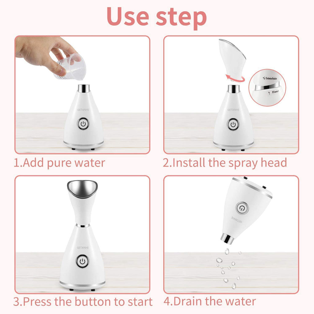 Nano Ionic Facial Steamer – Deep Pore Moisturizing Spa Humidifier with Blackhead Kit