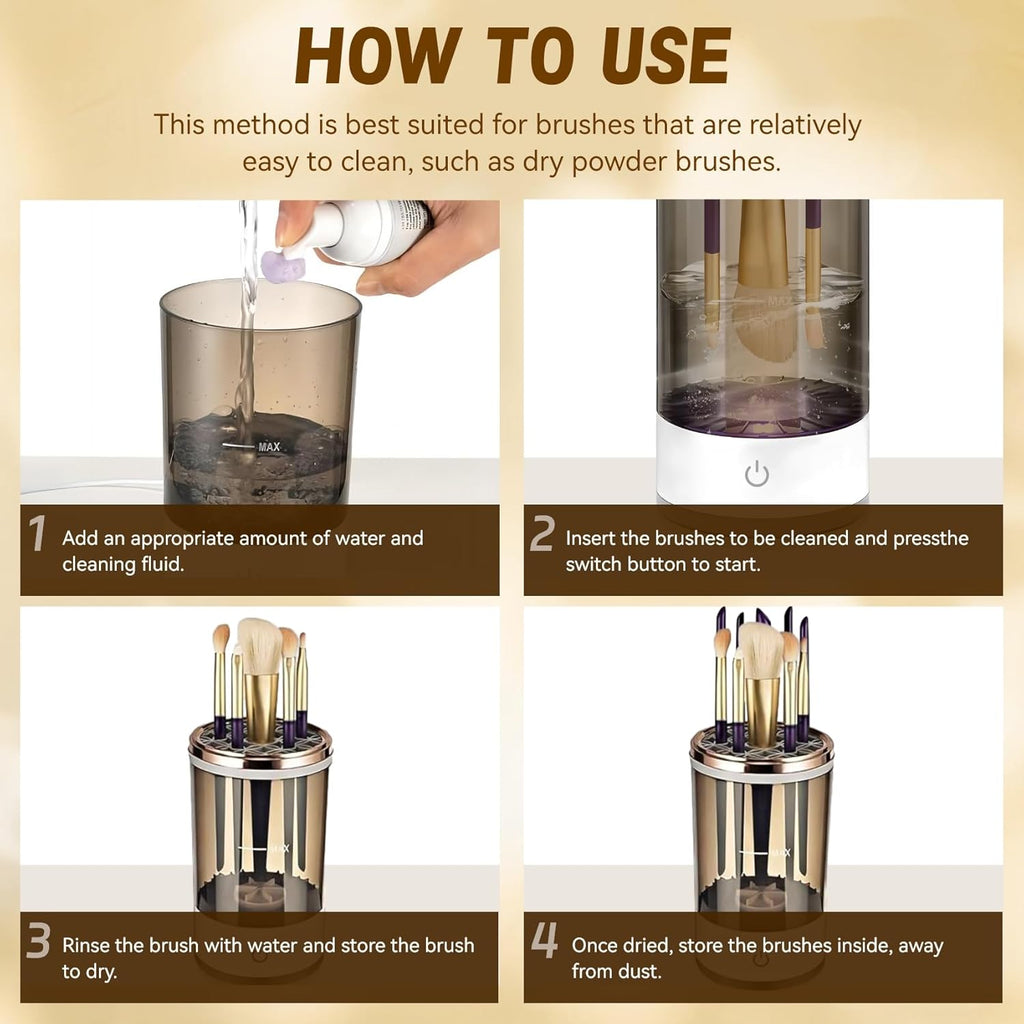 Electric Makeup Brush Cleaner – Automatic Portable Brush Cleaning Machine for Quick Drying