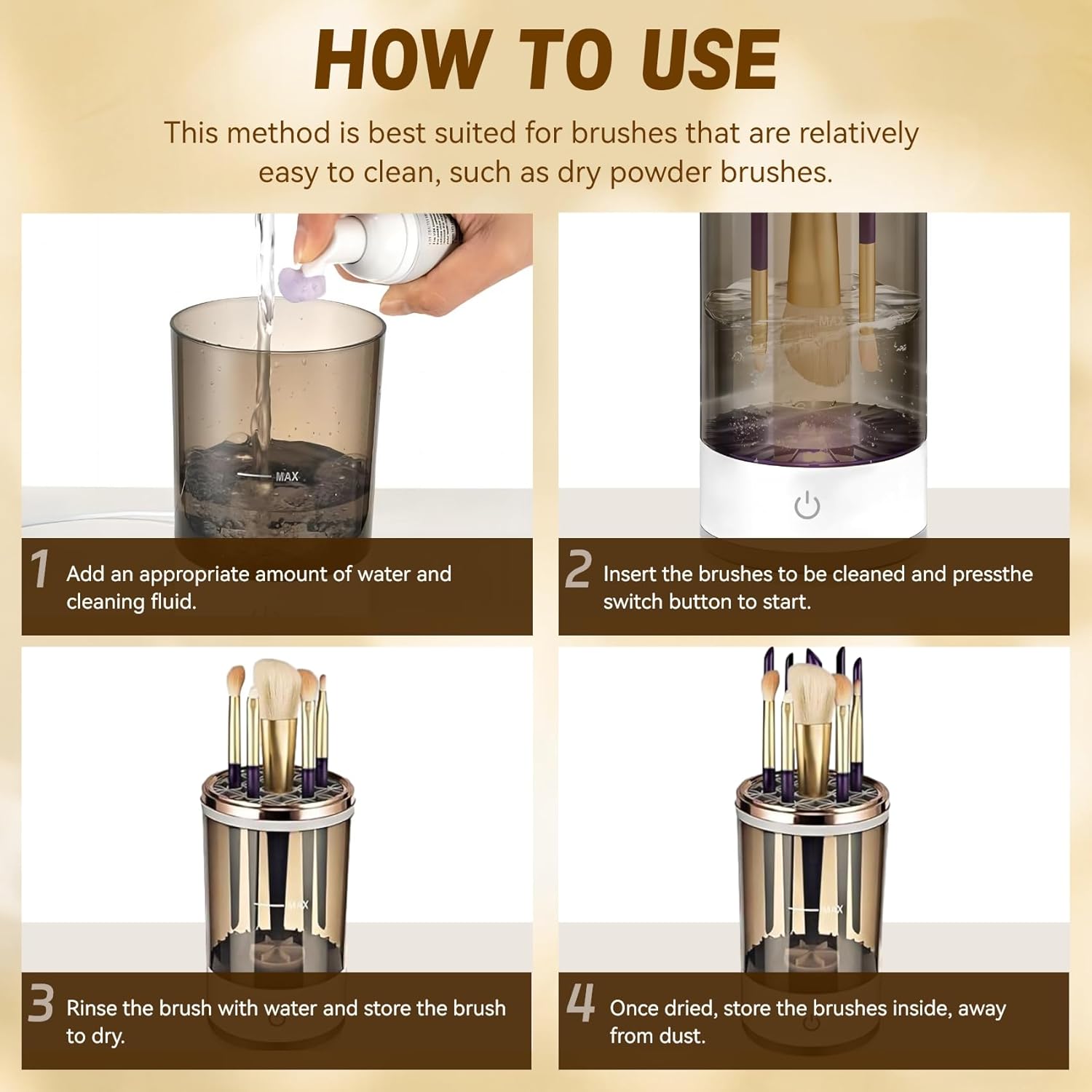 Electric Makeup Brush Cleaner – Automatic Portable Brush Cleaning Machine for Quick Drying