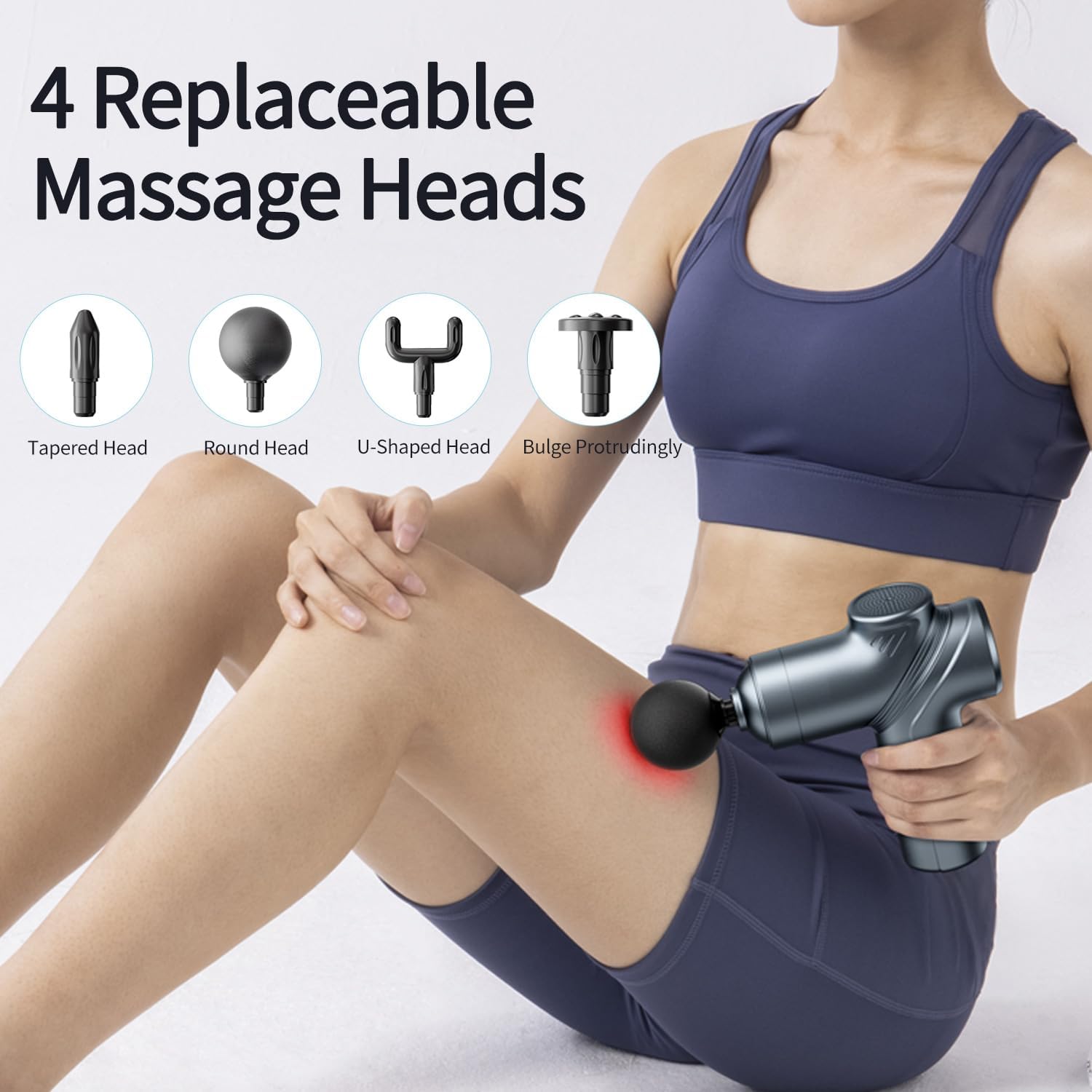 Massage Gun Deep Tissue – Portable Quiet Muscle Massager with 4 Heads