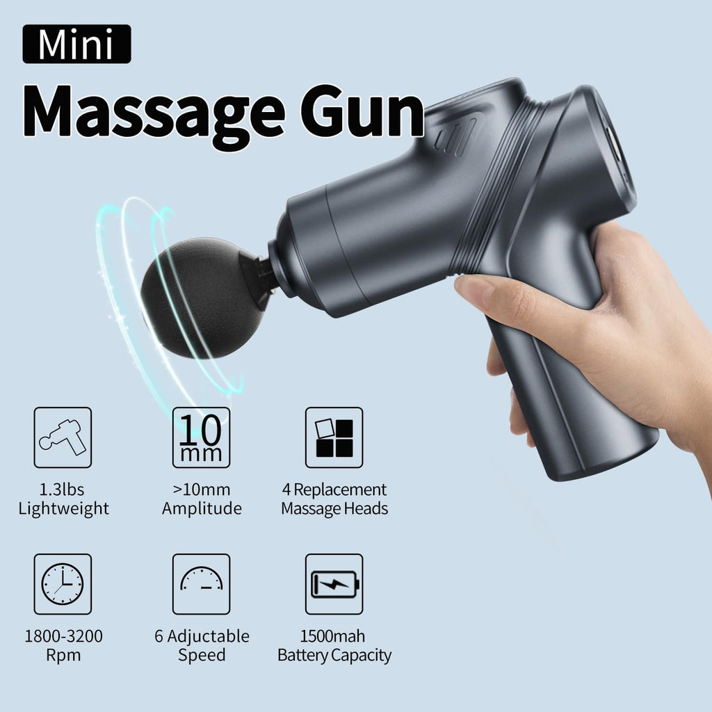Massage Gun Deep Tissue – Portable Quiet Muscle Massager with 4 Heads