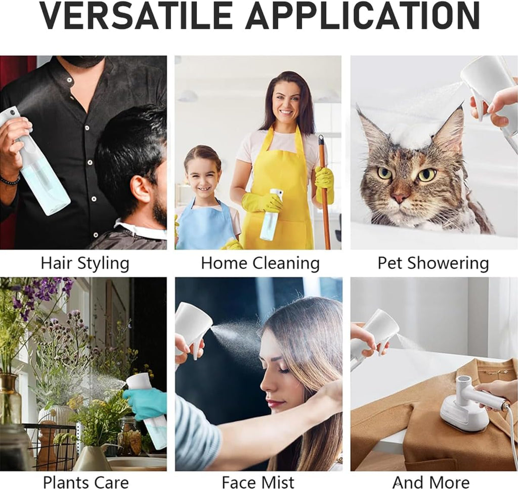 Continuous Mist Spray Bottle – 6.8oz Fine Water Sprayer (2 Pack)