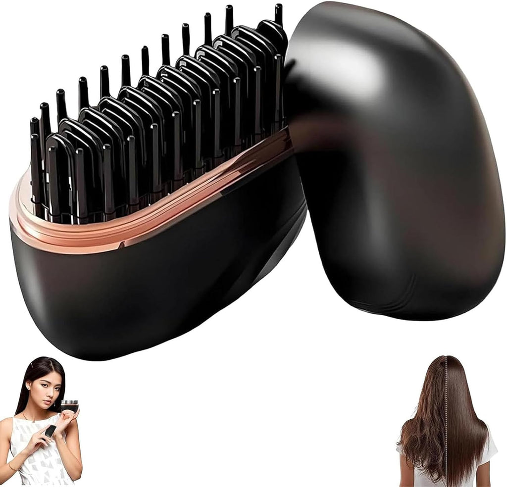 Mini Wireless Hair Straightener Brush – Rechargeable Portable Hair Straightener with 3 Heat Settings for Travel