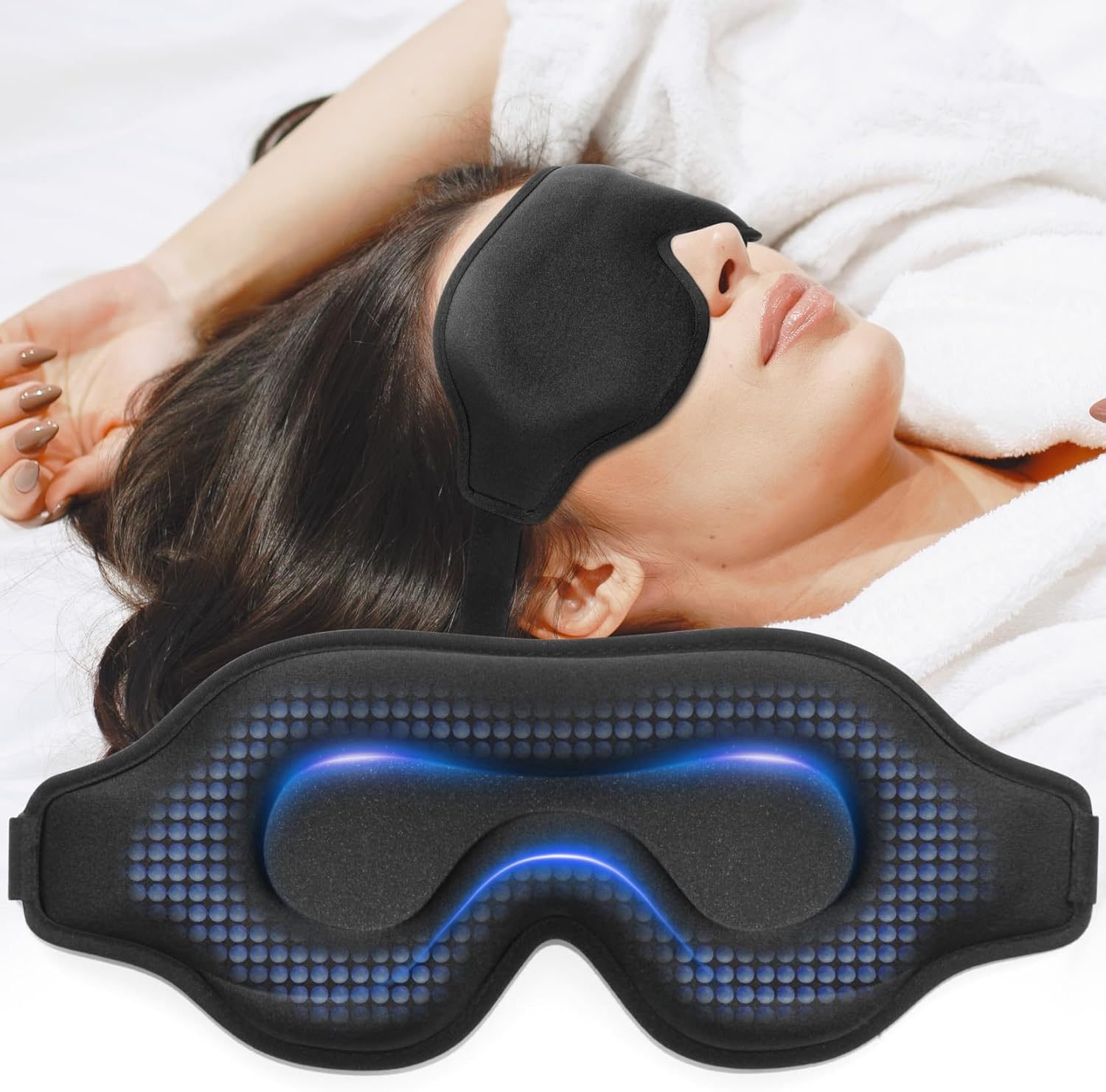 Weighted Sleep Eye Mask – 3D Blackout Eye Mask for Deep Sleep
