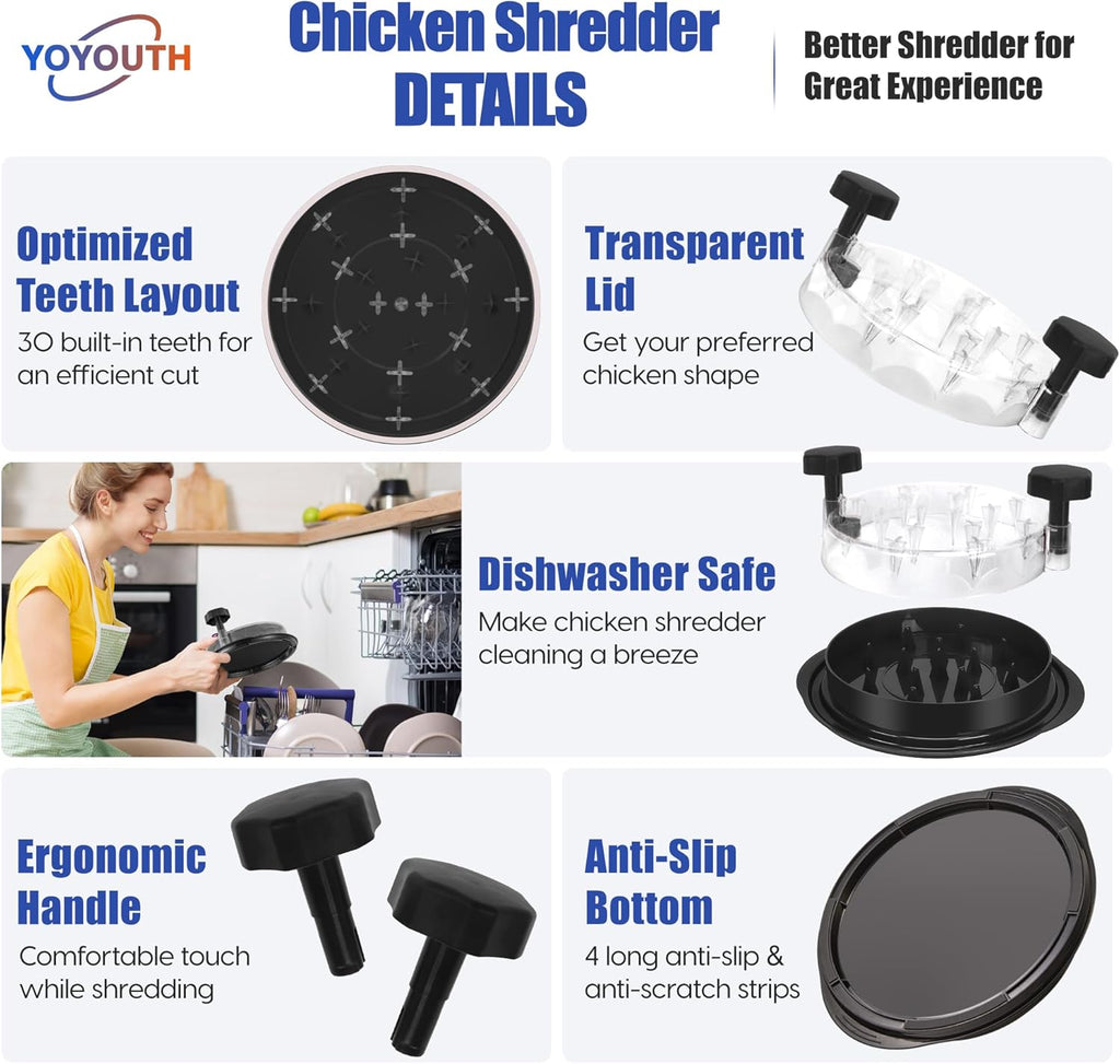 Chicken Shredder Tool – Food-Grade Twist Meat Shredder with Anti-Slip Base