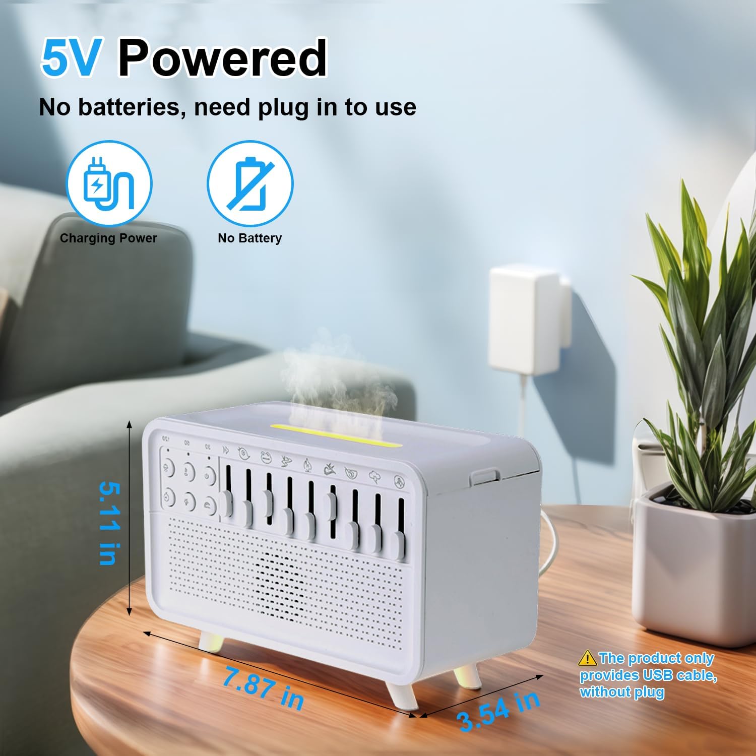 White Noise Night Light Humidifier – 3-in-1 Sleep Sound Machine, Cool Mist Diffuser & Ambient Lamp (USB Powered)