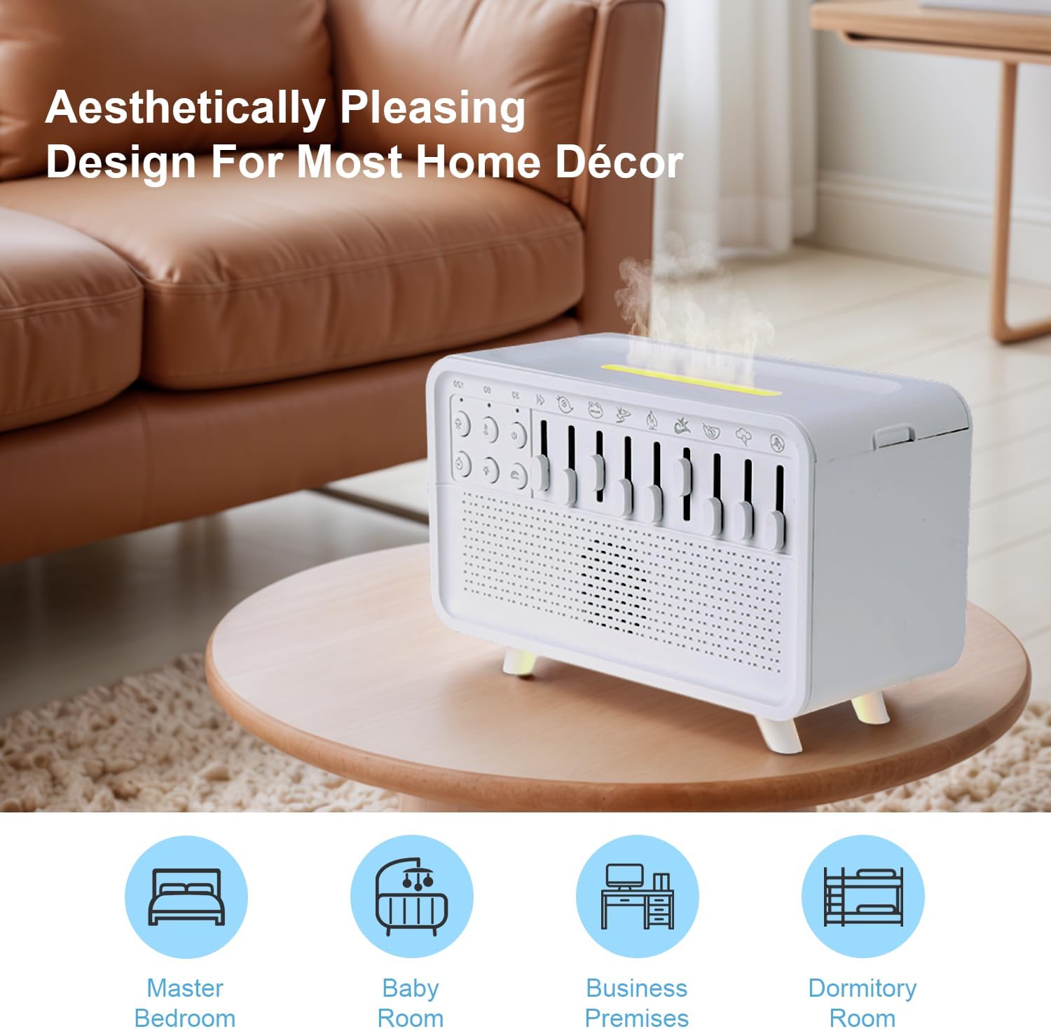 White Noise Night Light Humidifier – 3-in-1 Sleep Sound Machine, Cool Mist Diffuser & Ambient Lamp (USB Powered)